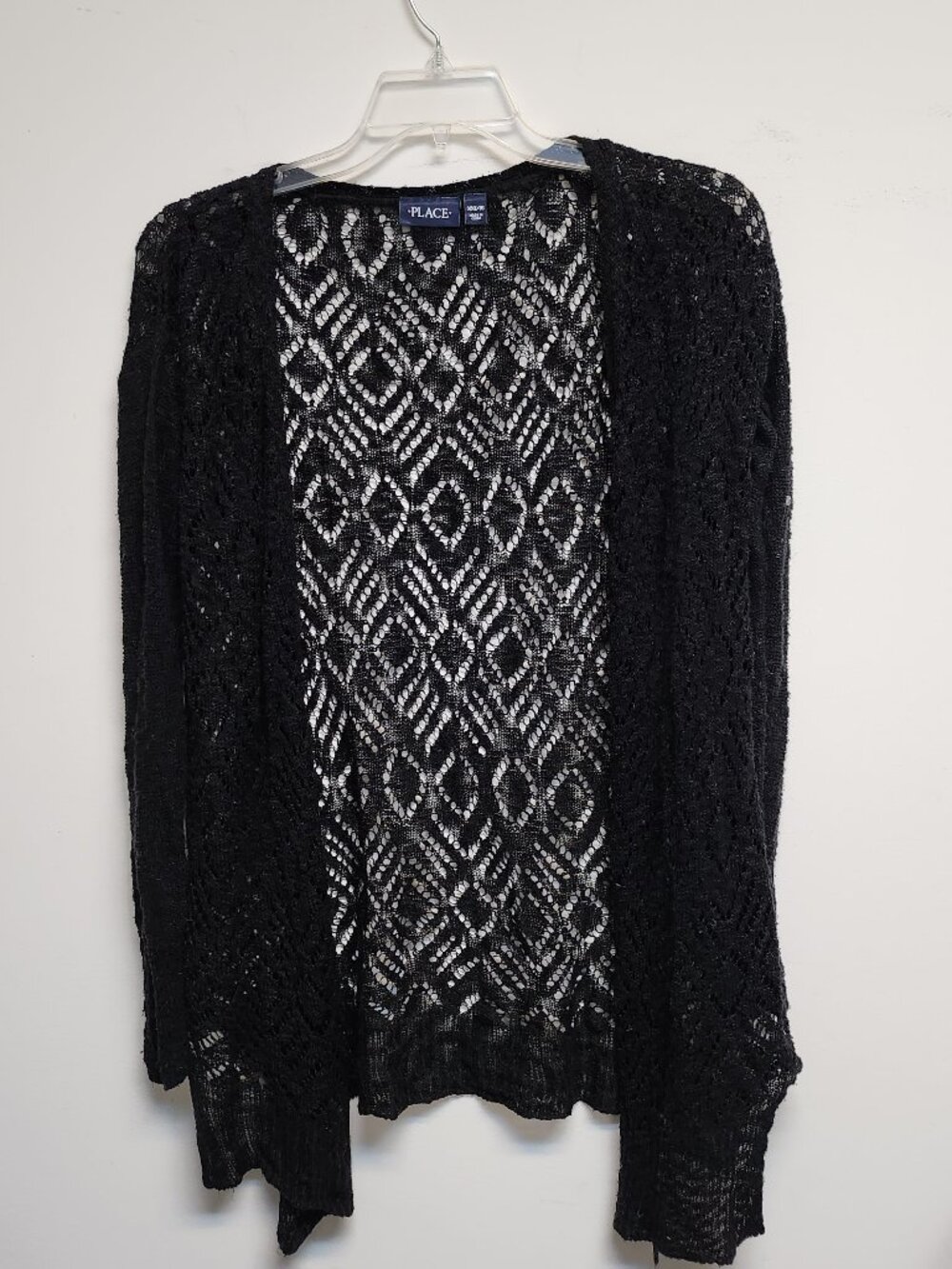 The Children's Place Black Crochet Duster Cardigan Size XXL-16